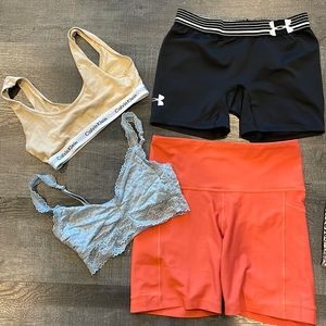 Workout shorts and Sports bras